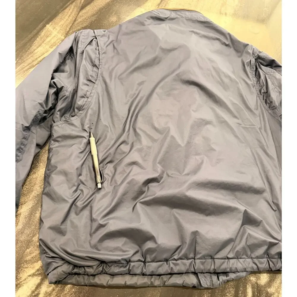 Polo Ralph Lauren Mens XXL Navy Windbreaker Jacket Zip Out Hood Leather Trim